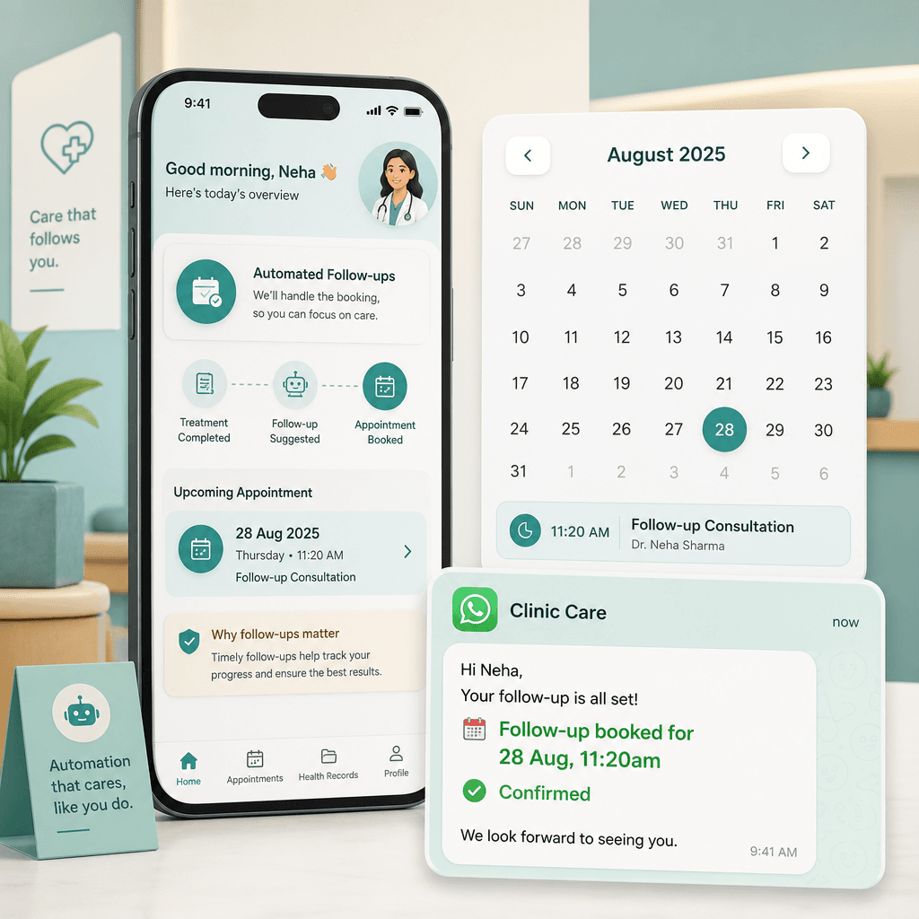 Automated follow-up appointment booked on the calendar